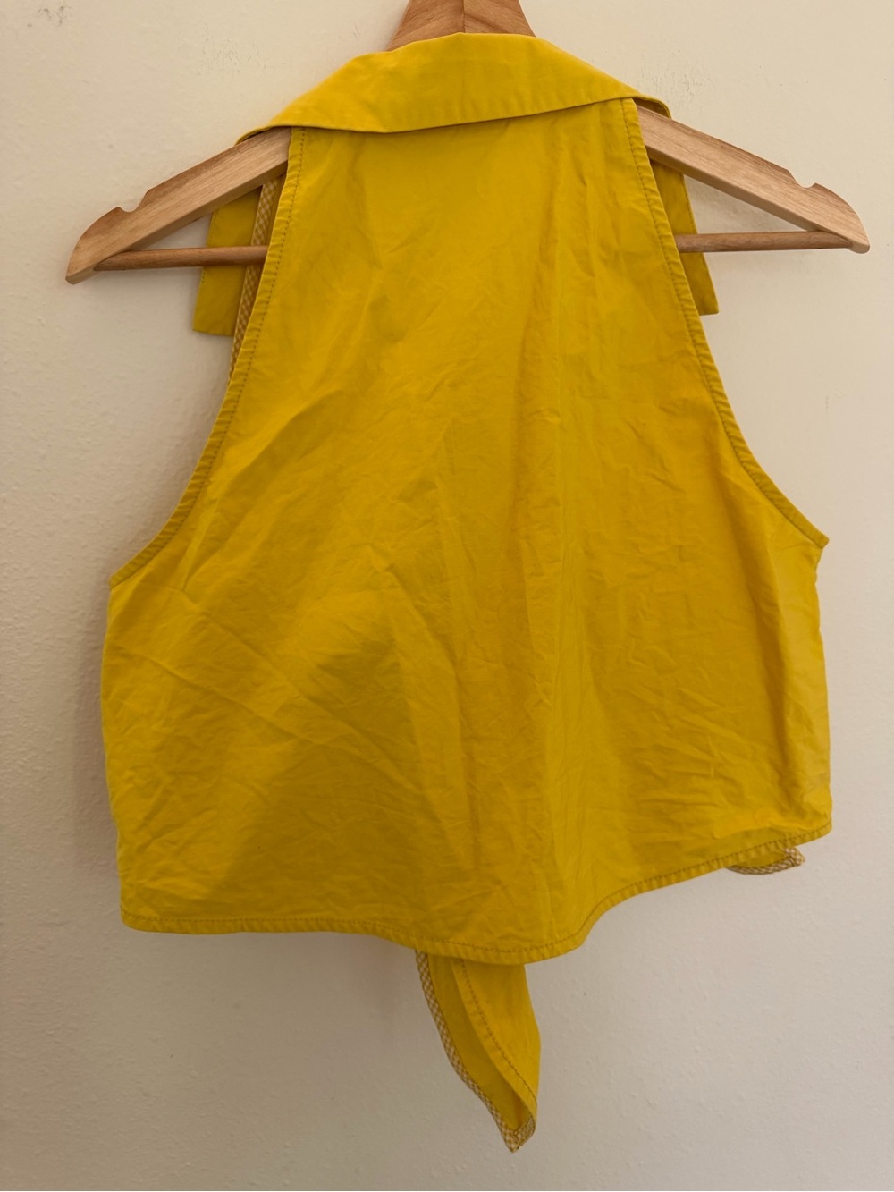 Anthropologie Bright Yellow Tie-Front Crop Top Maeve mustard - Picture 4 of 5